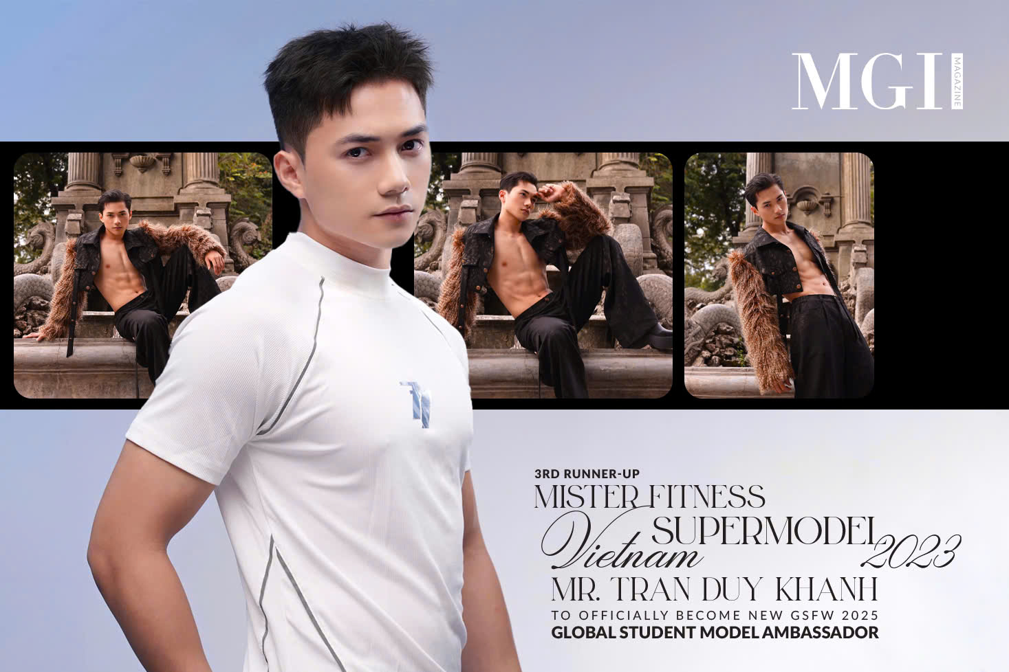 3rd Runner-up of Mister Fitness Supermodel Vietnam 2023 - Mr. Tran Duy Khanh to officially become new GSFW 2025 Global Student Model Ambassador